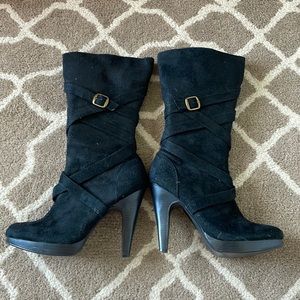 Black Heel Boots—Size 9.